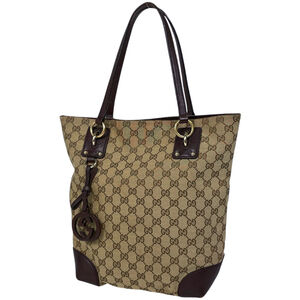Gucci GG Print Tote Bag, Shoulder Canvas, Brown, 247237, Women's